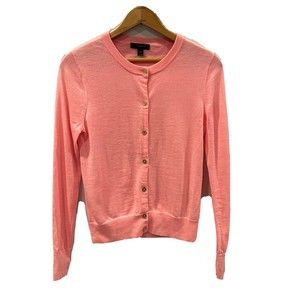 J. Crew Factory Pink Crewneck Button-Up Cardigan